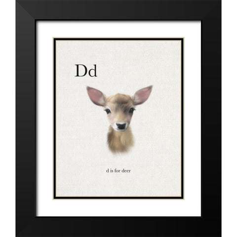 D is for Deer Black Modern Wood Framed Art Print with Double Matting by Straatsma, Leah