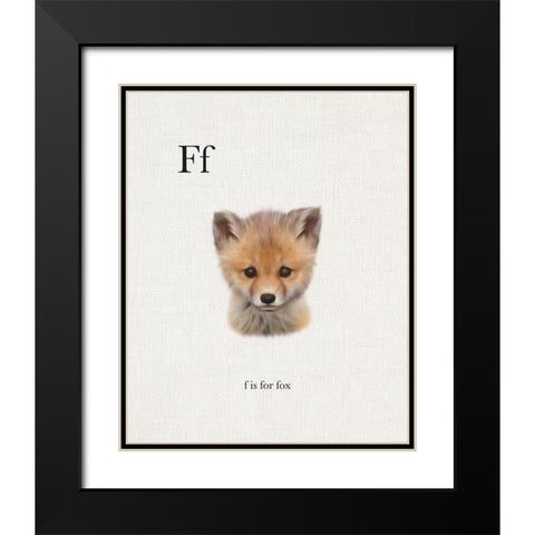 F is for Fox Black Modern Wood Framed Art Print with Double Matting by Straatsma, Leah