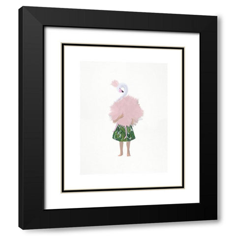 Flamingo Girl Black Modern Wood Framed Art Print with Double Matting by Straatsma, Leah