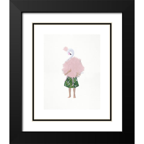Flamingo Girl Black Modern Wood Framed Art Print with Double Matting by Straatsma, Leah