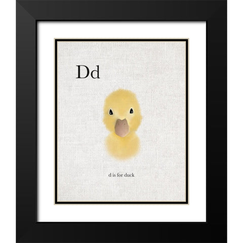 D is for Duck Black Modern Wood Framed Art Print with Double Matting by Straatsma, Leah
