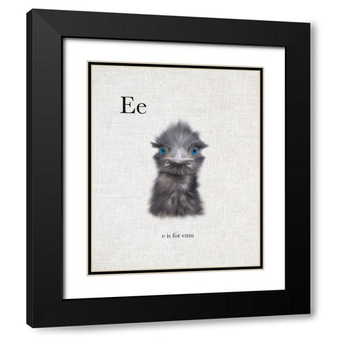E is for Emu Black Modern Wood Framed Art Print with Double Matting by Straatsma, Leah
