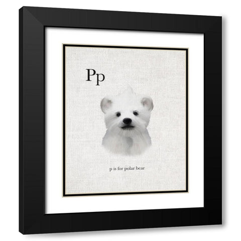 P is for Polar Bear Black Modern Wood Framed Art Print with Double Matting by Straatsma, Leah