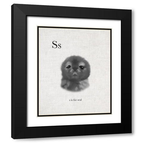 S is for Seal Black Modern Wood Framed Art Print with Double Matting by Straatsma, Leah