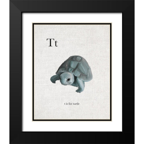 T is for Turtle Black Modern Wood Framed Art Print with Double Matting by Straatsma, Leah
