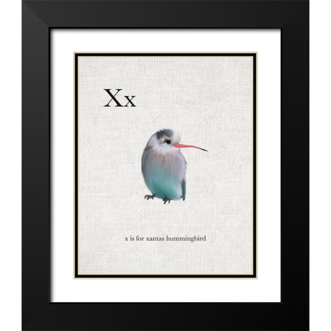 X is for Xantas Hummingbird Black Modern Wood Framed Art Print with Double Matting by Straatsma, Leah