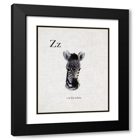 Z is for Zebra Black Modern Wood Framed Art Print with Double Matting by Straatsma, Leah