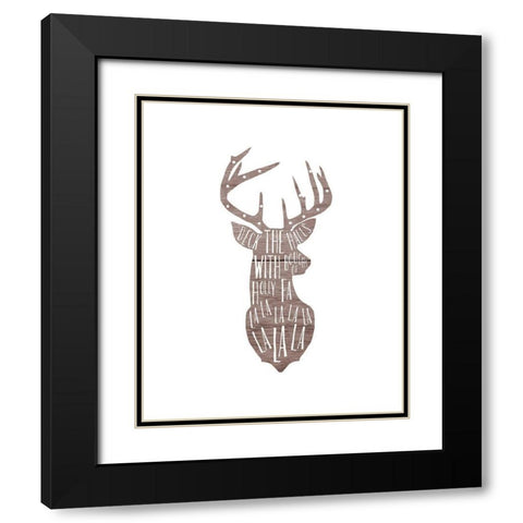 Deck The Deer Black Modern Wood Framed Art Print with Double Matting by Straatsma, Leah