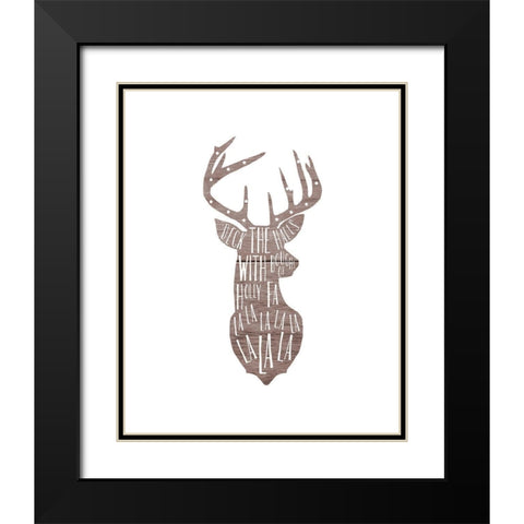 Deck The Deer Black Modern Wood Framed Art Print with Double Matting by Straatsma, Leah