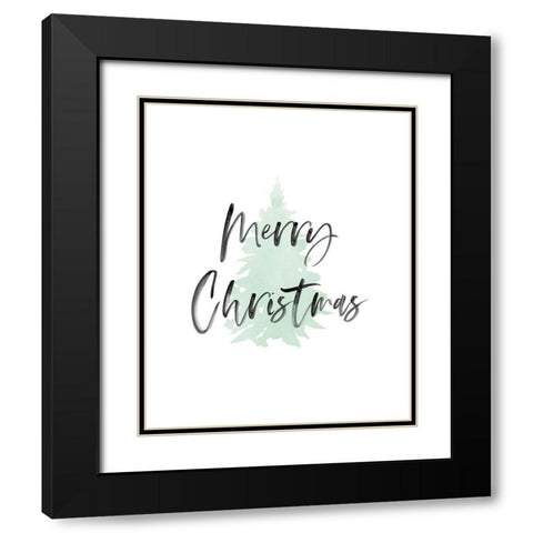 Merry Christmas Black Modern Wood Framed Art Print with Double Matting by Straatsma, Leah