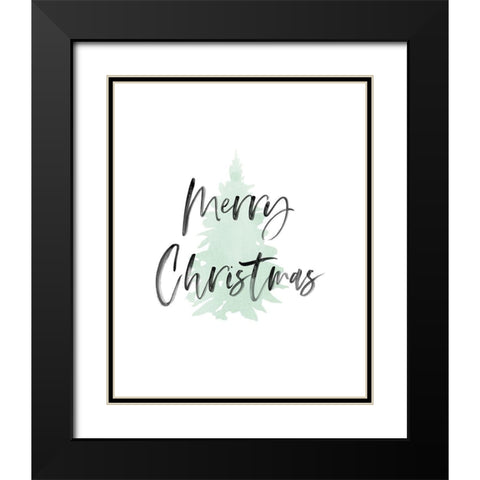 Merry Christmas Black Modern Wood Framed Art Print with Double Matting by Straatsma, Leah