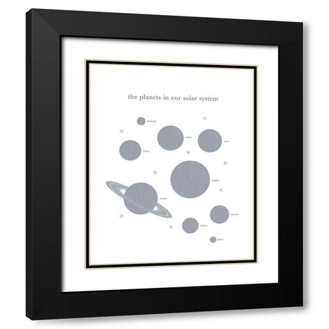 Planets in Solar System Black Modern Wood Framed Art Print with Double Matting by Straatsma, Leah