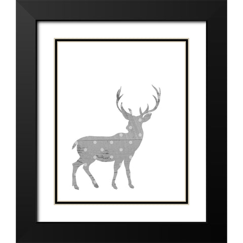 Polka Deer Black Modern Wood Framed Art Print with Double Matting by Straatsma, Leah