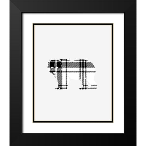 Tartan Bear Black Modern Wood Framed Art Print with Double Matting by Straatsma, Leah