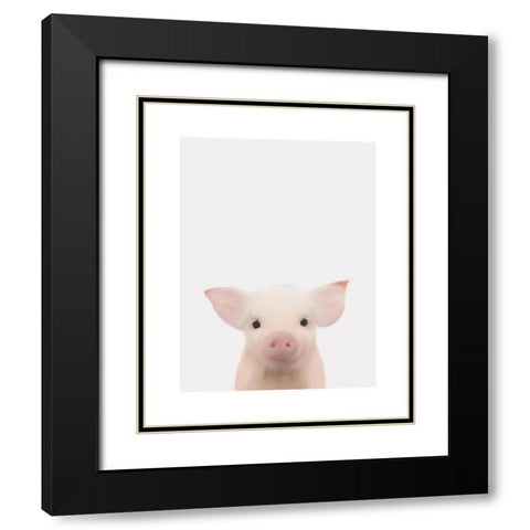 Piglet Face Black Modern Wood Framed Art Print with Double Matting by Straatsma, Leah