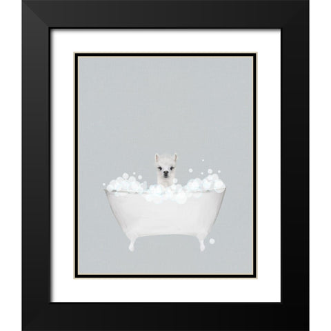 Alpaca Blue Bath Black Modern Wood Framed Art Print with Double Matting by Straatsma, Leah