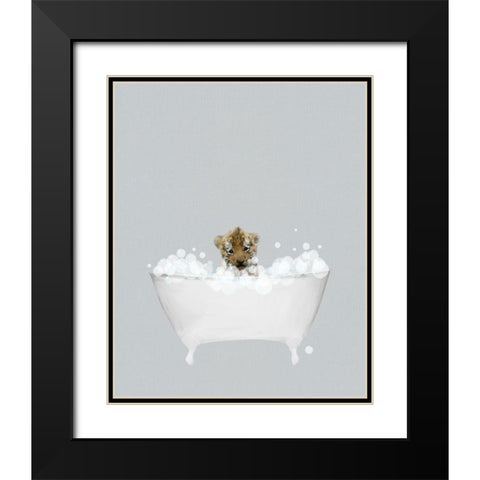 Tiger Blue Bath Black Modern Wood Framed Art Print with Double Matting by Straatsma, Leah