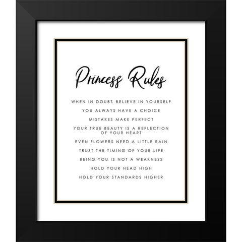 Princess Rules Black White Black Modern Wood Framed Art Print with Double Matting by Straatsma, Leah