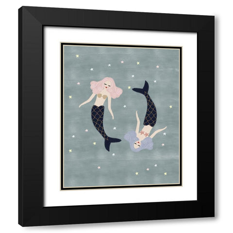 Light Mermaids Black Modern Wood Framed Art Print with Double Matting by Straatsma, Leah