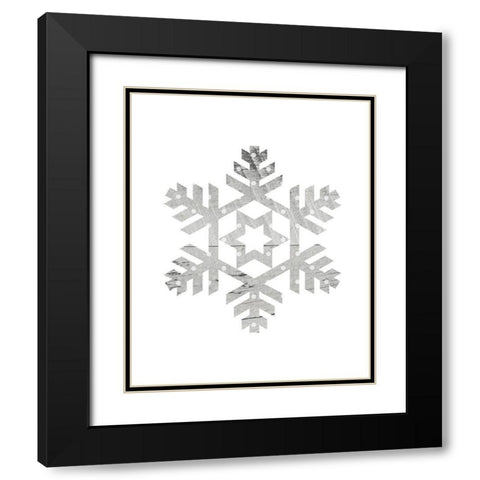 Wooden Snowflake Polka 3 Black Modern Wood Framed Art Print with Double Matting by Straatsma, Leah