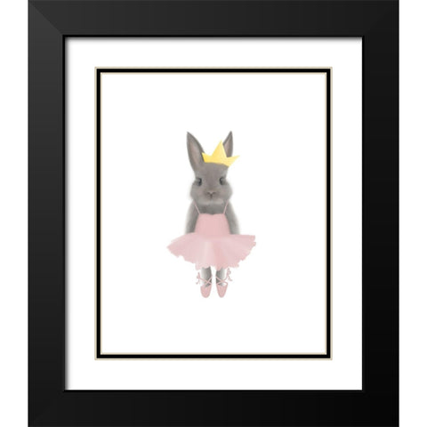 Full Body Ballet Bunny Black Modern Wood Framed Art Print with Double Matting by Varacek, Pam