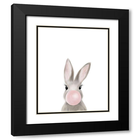 Bunny Bubble Gum Black Modern Wood Framed Art Print with Double Matting by Straatsma, Leah