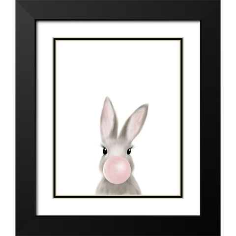 Bunny Bubble Gum Black Modern Wood Framed Art Print with Double Matting by Straatsma, Leah