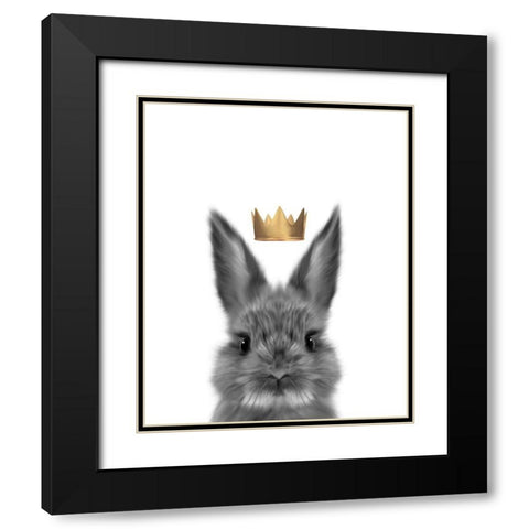 Crown Bunny Black Modern Wood Framed Art Print with Double Matting by Straatsma, Leah