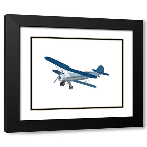 Blue Watercolor Plane Black Modern Wood Framed Art Print with Double Matting by Straatsma, Leah
