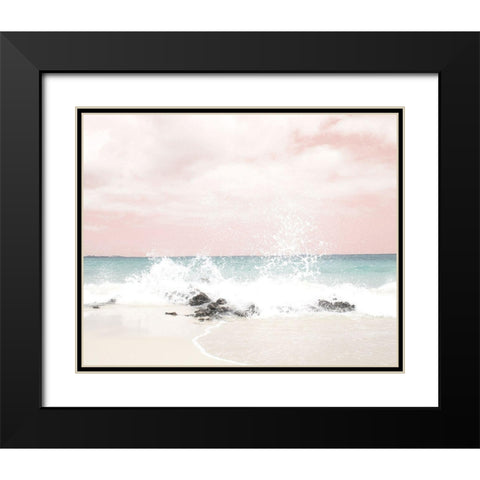 Pink Splashy Waves Black Modern Wood Framed Art Print with Double Matting by Straatsma, Leah
