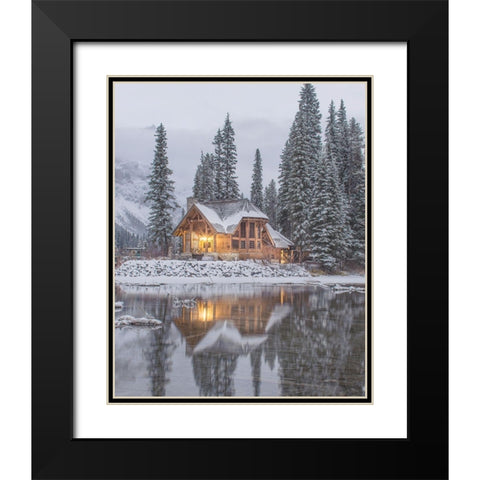 Winter Cabin Black Modern Wood Framed Art Print with Double Matting by Straatsma, Leah
