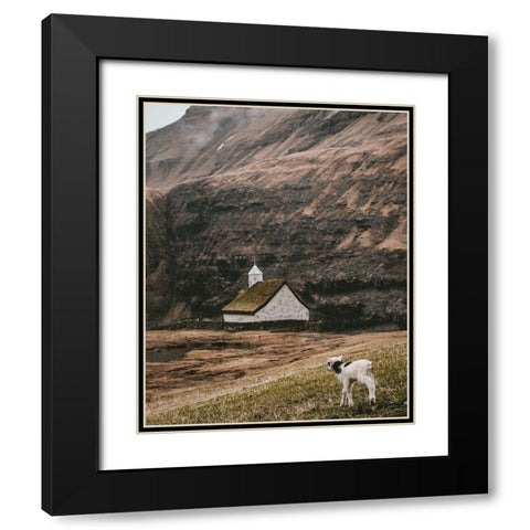 Moody Lanscape with Sheep and Chapel Barn Black Modern Wood Framed Art Print with Double Matting by Straatsma, Leah