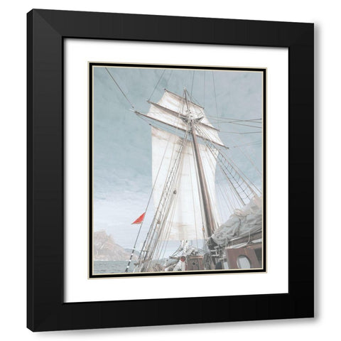 Giant Ship With Sail and Mountain Black Modern Wood Framed Art Print with Double Matting by Straatsma, Leah