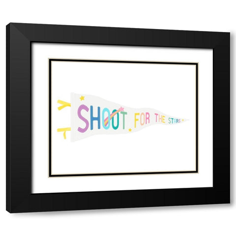 Shoot for the Stars Pennant Black Modern Wood Framed Art Print with Double Matting by Straatsma, Leah
