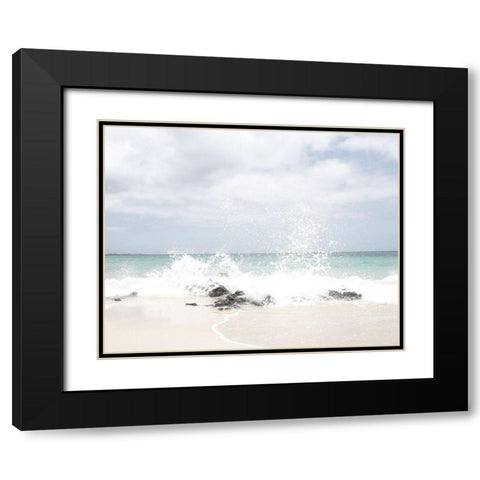 Splash Waves Black Modern Wood Framed Art Print with Double Matting by Straatsma, Leah