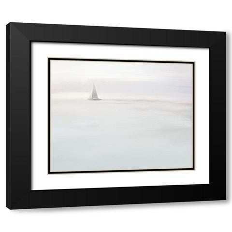 Solitary Sailboat Black Modern Wood Framed Art Print with Double Matting by Straatsma, Leah