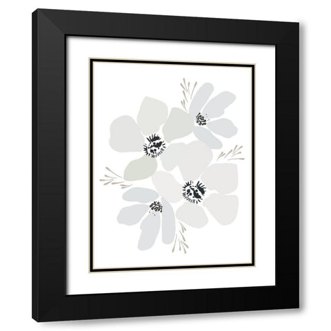 Abstract Florals Black Modern Wood Framed Art Print with Double Matting by Straatsma, Leah