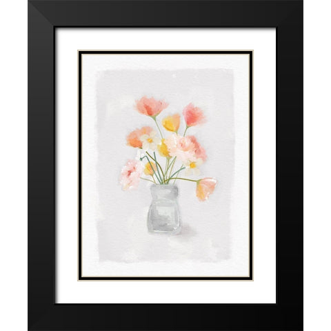 Florals In Vase Black Modern Wood Framed Art Print with Double Matting by Straatsma, Leah