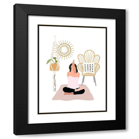 Calming Yoga Black Modern Wood Framed Art Print with Double Matting by Straatsma, Leah