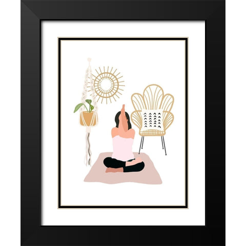 Calming Yoga Black Modern Wood Framed Art Print with Double Matting by Straatsma, Leah