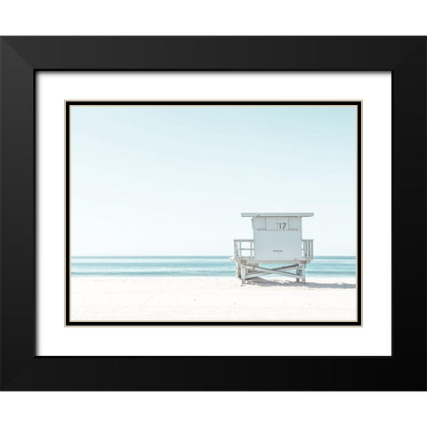 Beach Hut Black Modern Wood Framed Art Print with Double Matting by Straatsma, Leah