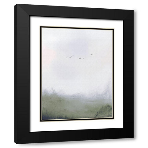 Birds Flying Over a Field 1 Black Modern Wood Framed Art Print with Double Matting by Straatsma, Leah