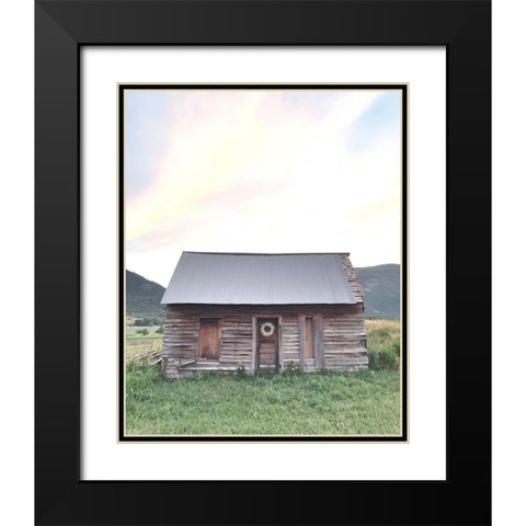 Rainbow Sky and Cabin Black Modern Wood Framed Art Print with Double Matting by Straatsma, Leah