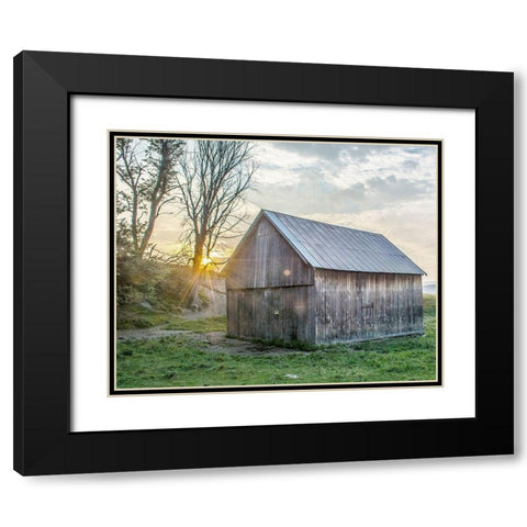 Sun and Barn Black Modern Wood Framed Art Print with Double Matting by Straatsma, Leah