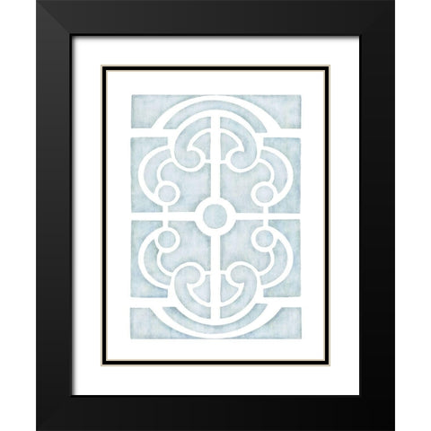 Blue Parterre Black Modern Wood Framed Art Print with Double Matting by Straatsma, Leah