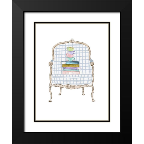 Coffee and Book Stacks Black Modern Wood Framed Art Print with Double Matting by Straatsma, Leah