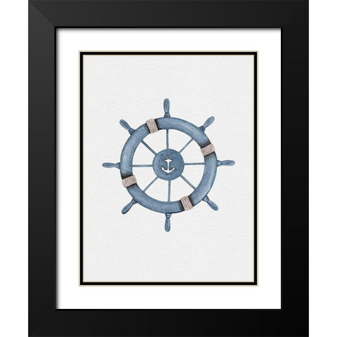 Helm Wheel Black Modern Wood Framed Art Print with Double Matting by Straatsma, Leah