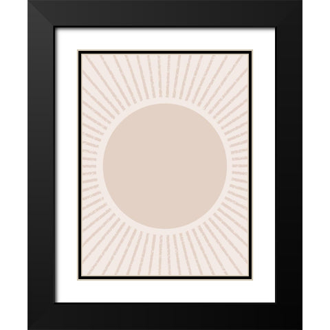 Peach Sunburst Black Modern Wood Framed Art Print with Double Matting by Straatsma, Leah
