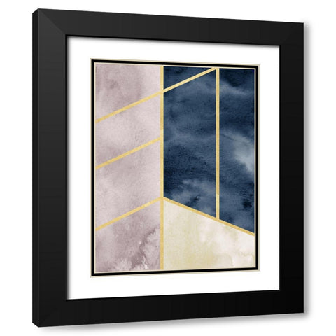 Watercolor Abstract With Gold Black Modern Wood Framed Art Print with Double Matting by Straatsma, Leah