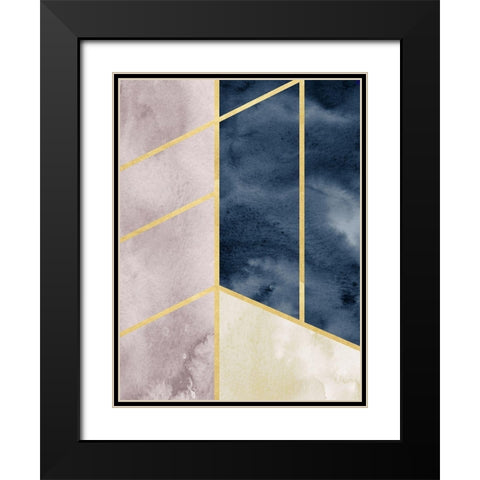 Watercolor Abstract With Gold Black Modern Wood Framed Art Print with Double Matting by Straatsma, Leah